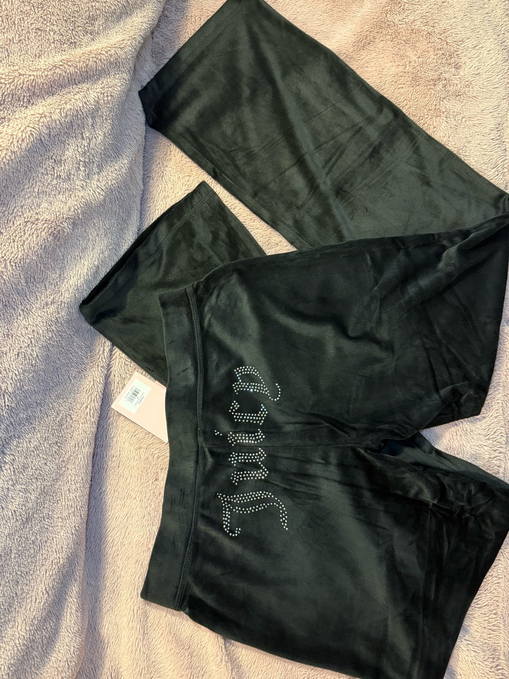 🐈⬛ Juicy Couture Black Velour Pants with Rhinestone Script